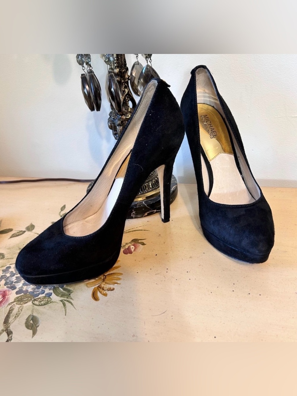 Michael Kors Sexy Black Suede Platform Pumps  Heeled Shoes